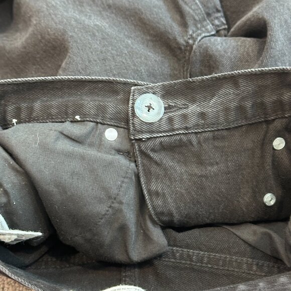 Glassons Jeans Asymmetrical Crossover Waist Straight Black Distressed Goth Sz 10 - Picture 4 of 16